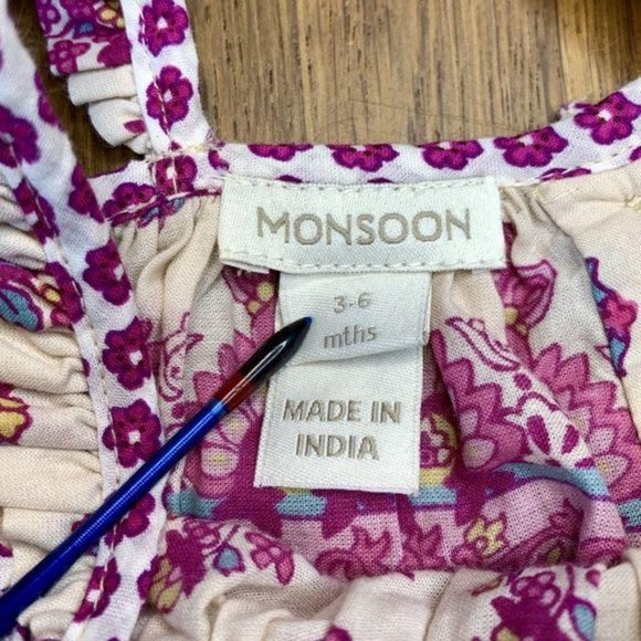 MONSOON Girls Baby Top 3-6 Months Flowing Blouse Boho Hippy Infant Summer NWOT - Picture 6 of 6